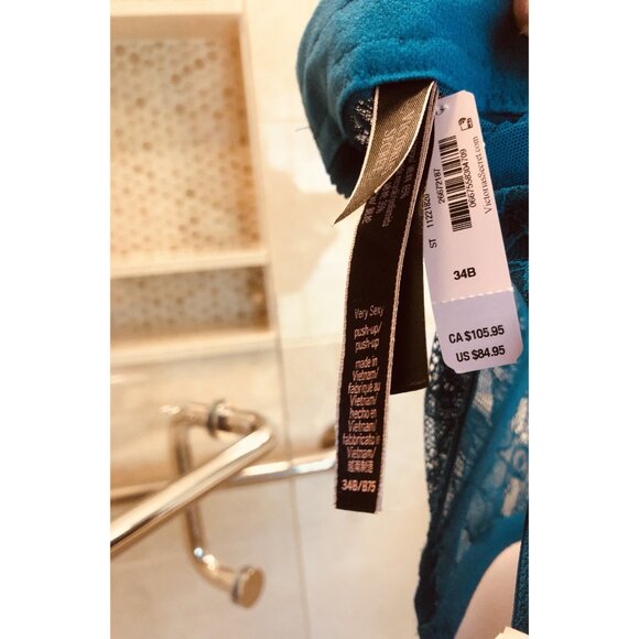 Victoria's Secret Corset Lace Push-Up 34B Very Sexy Collection Blue NWT - Picture 4 of 11